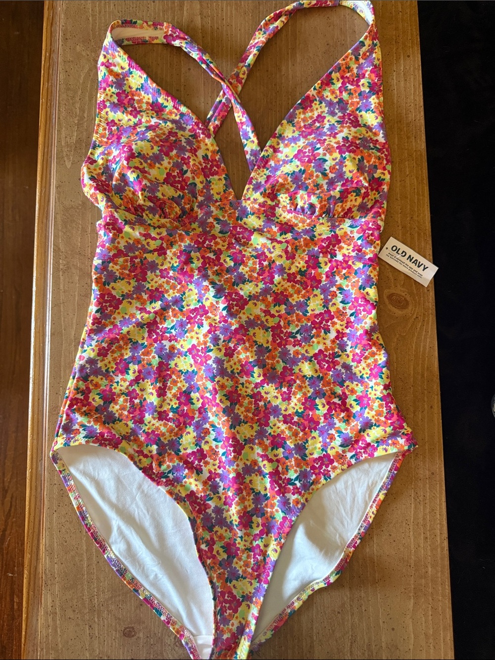 Old Navy Floral One-Piece Swimsuit - Pink, Yellow, Purple
